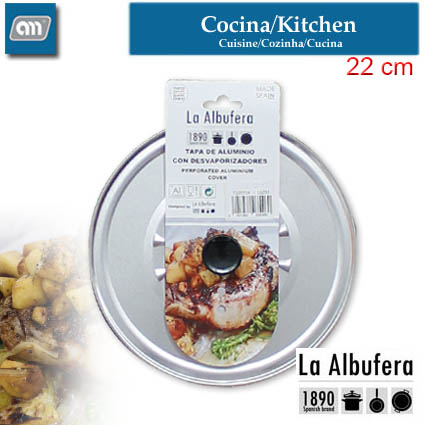 TAPA FREIR 22CM PERFORADA ALUMINIO [LA ALBUFERA]