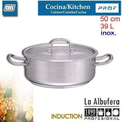 CACEROLA 50CM 39L BAJA C/T INOX[LA ALBUFERA PROF