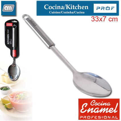 BLISTER STAINLESS SPOON 33X7 CM [ENAMEL PROF]