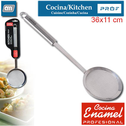 BLISTER STAINLESS MESH SKIMMER 36X11 CM [ENAMEL PROF]
