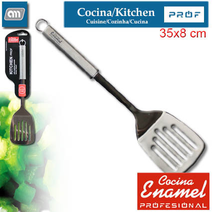 BLISTER STAINLESS SPATULA 35X8 CM [ENAMEL PROF]