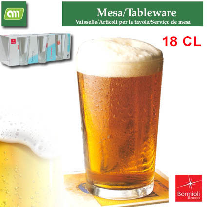 PACK 6 VASO 18CL CERVEZA CAÑA LISA TENS BORMIOLI.