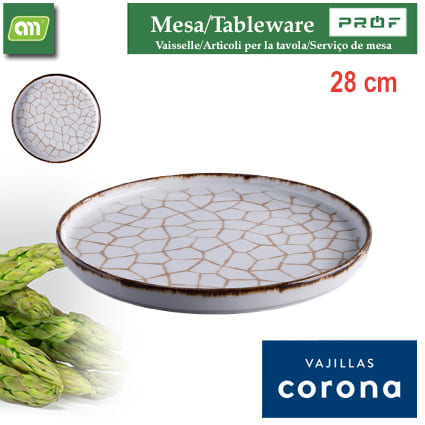 PLATO LLANO RUSTIC 28CM ACENTOS CRACKED CORONA
