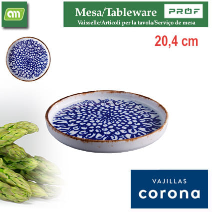 PLATO LLANO RUSTIC 20,4CM ACENTOS INDIGO CORONA