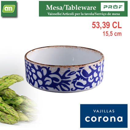 PLATO HONDO RUSTIC 15,5 CM ACENTOS INDIGO CORONA