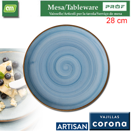Corona Llano Coupe Plato Azul 28 cm Porcelana