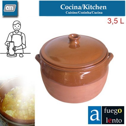 OLLA 3,5 L C/TAPA C/ASAS BARRO [A FUEGO LENTO]