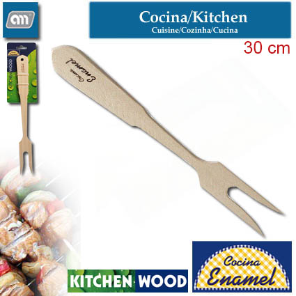 TENEDOR 30 CM 2 PUAS MADERA WOOD [ENAMEL]