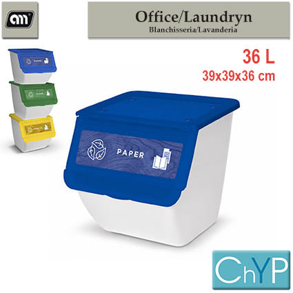 CONTENEDOR RECICLAJE APILABLE 36L IML PAPEL [CHYP]