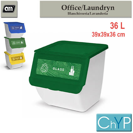 CONTENEDOR RECICLAJE APILABLE 36L IML VIDRIO [CHYP