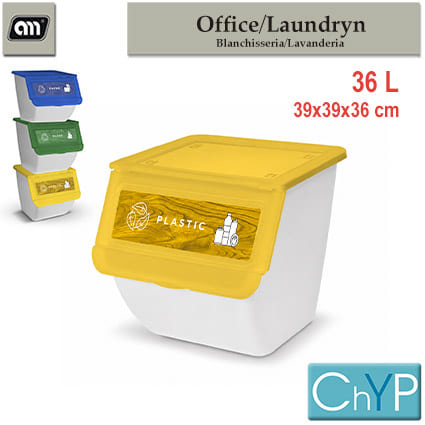 CONTENEDOR RECICLAJE APILABLE 36L IML PLASTICO[CHY