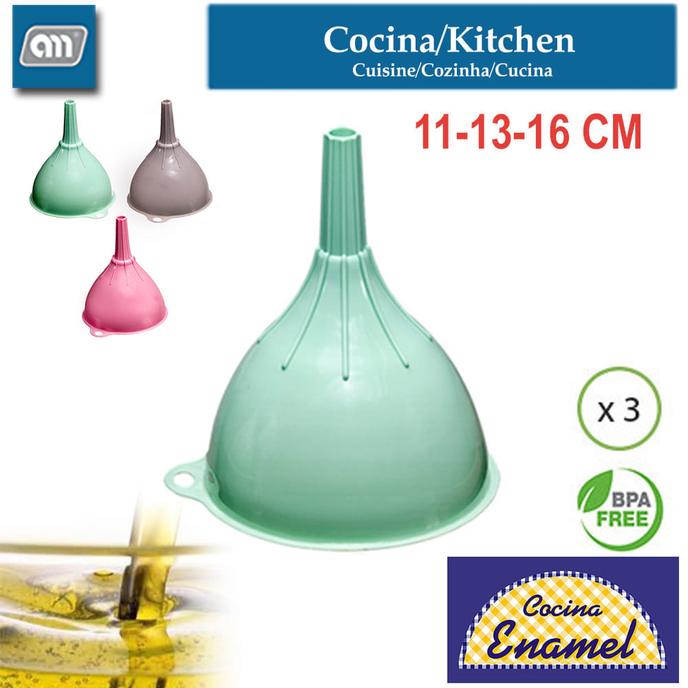 LOTE 3 EMBUDOS 11-13-16 CM [ENAMEL]