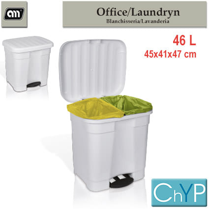 CUBO BASURA 46L C/PEDAL ECOLOGICO 2BOLSA BCO[ChYP]