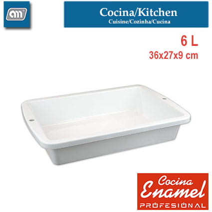 CUBETA ALIMENTACION 36X27X9 CM 6L [ENAMEL PROF